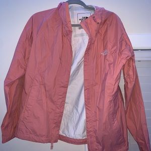 Pink north face raincoat